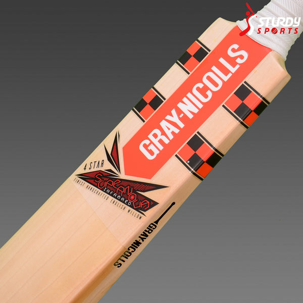 Gray Nicolls Supernova Infrared 4 Star Cricket Bat - UK Edition Senior - English Willow - Mens (SH) - Gray Nicolls - Sturdy Sports