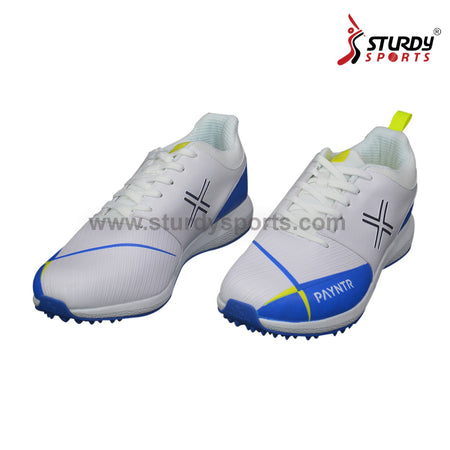 Payntr V Pimple Rubber Spikes Cricket Shoes - White / Blue - Rubber Spikes Shoes - Payntr - Sturdy Sports