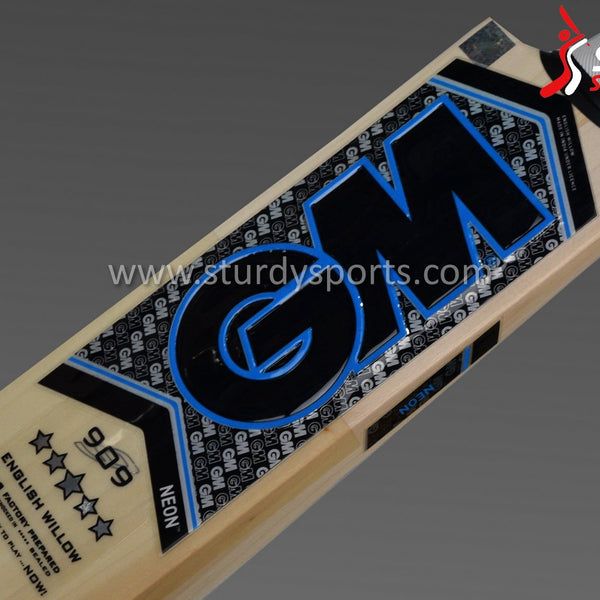 GM Neon 909 Cricket Bat - Size 6 - English Willow - Youth / Boys - GM - Sturdy Sports