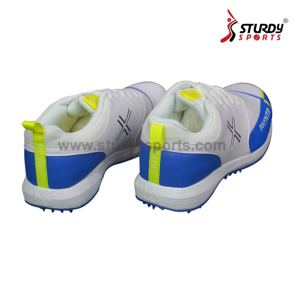 Payntr V Pimple Rubber Spikes Cricket Shoes - White / Blue - Rubber Spikes Shoes - Payntr - Sturdy Sports