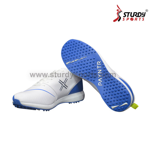 Payntr V Pimple Rubber Spikes Cricket Shoes - White / Blue - Rubber Spikes Shoes - Payntr - Sturdy Sports