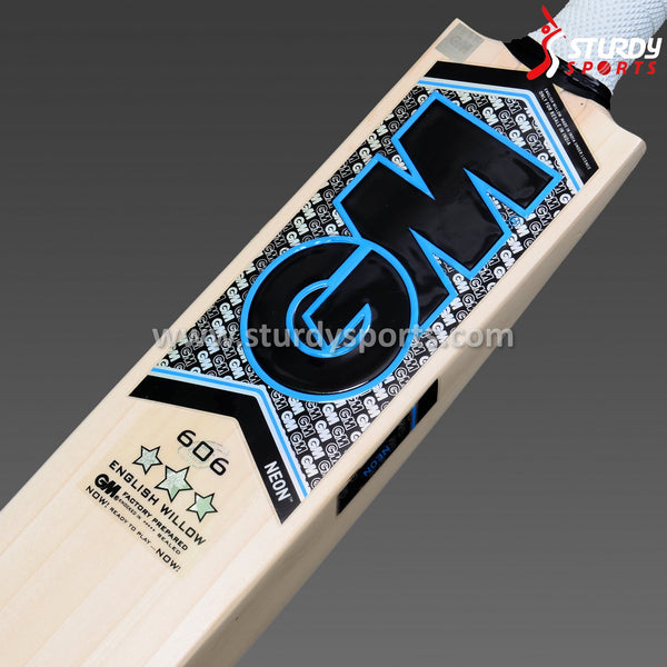 GM Neon 606 Cricket Bat - Size 4 - English Willow - Youth / Boys - GM - Sturdy Sports