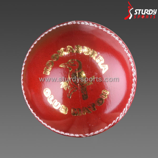 Kookaburra Club Match Red - 4 piece Ball (Senior) - 4 Piece Leather Ball - Kookaburra - Sturdy Sports