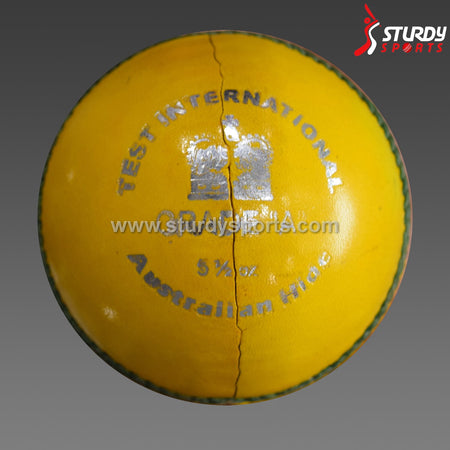 Sturdy Australian Leather Yellow Colored - 4 Piece Ball (Senior) - 4 Piece Leather Ball - Sturdy - Sturdy Sports