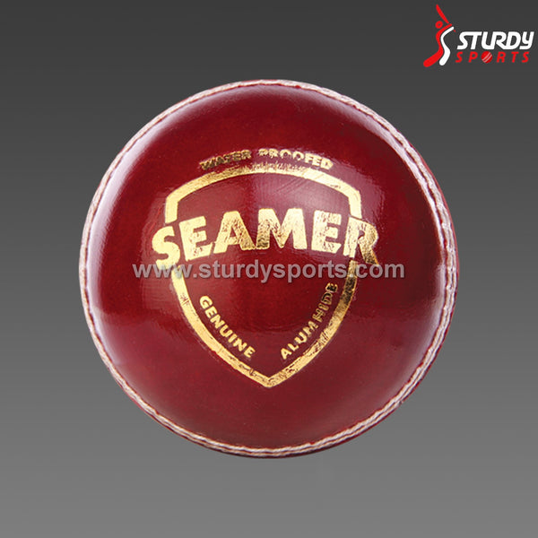 SG Seamer Red - 2 piece Ball (Senior) - 2 Piece Leather Ball - SG - Sturdy Sports